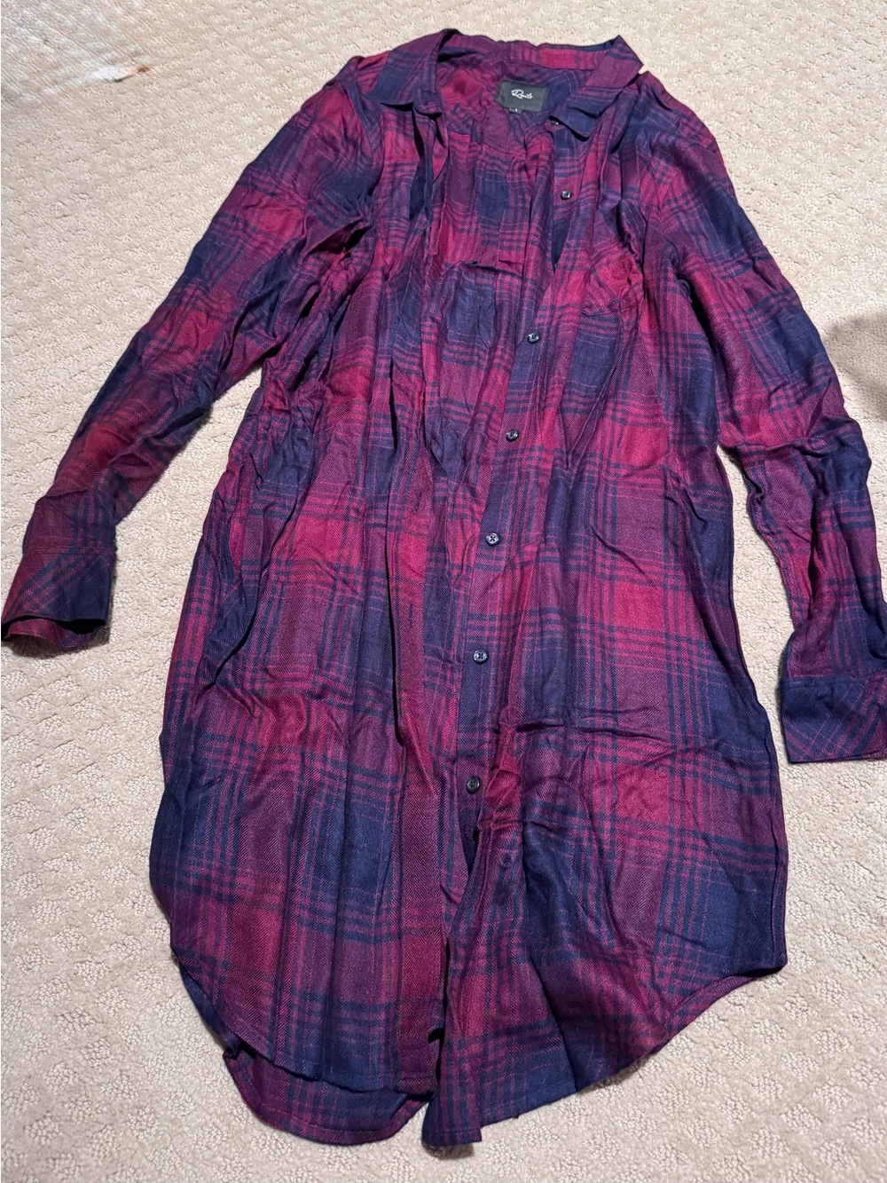 Unbranded Women's Red & Navy Plaid Button-Down Shirt Dress